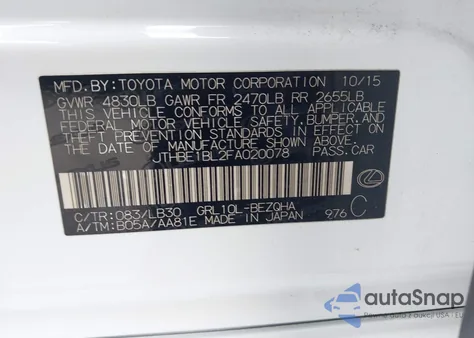 2015 Lexus Gs 350 z USA, uszkodzony, nr VIN JTHBE1BL2FA020078